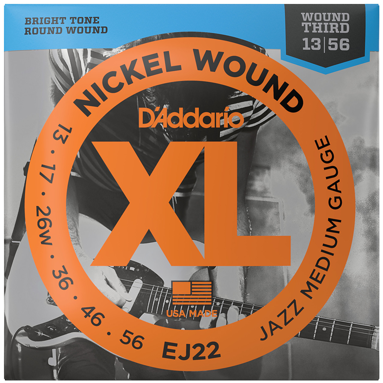 D'Addario EJ22 XL Nickel Wound Electric Guitar Strings Jazz Medium 13-56