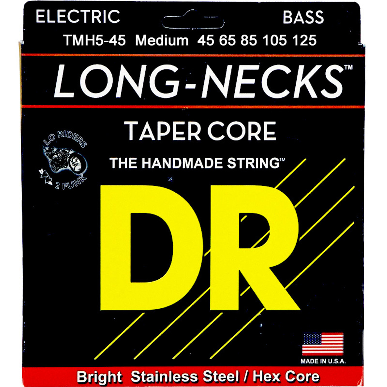 DR Long Necks Tapered Stainless Steel Bass Strings TMH5-45 Med 5s