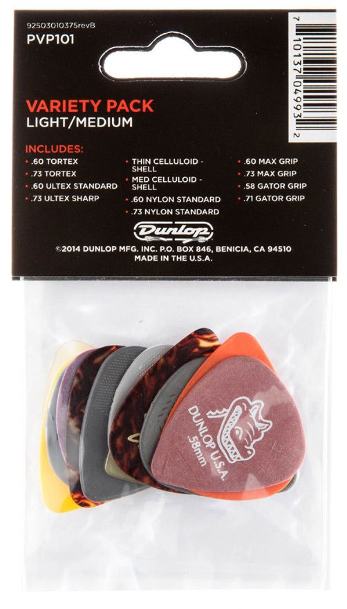 Dunlop Guitar Pick Variety Pack PVP101 Light Medium