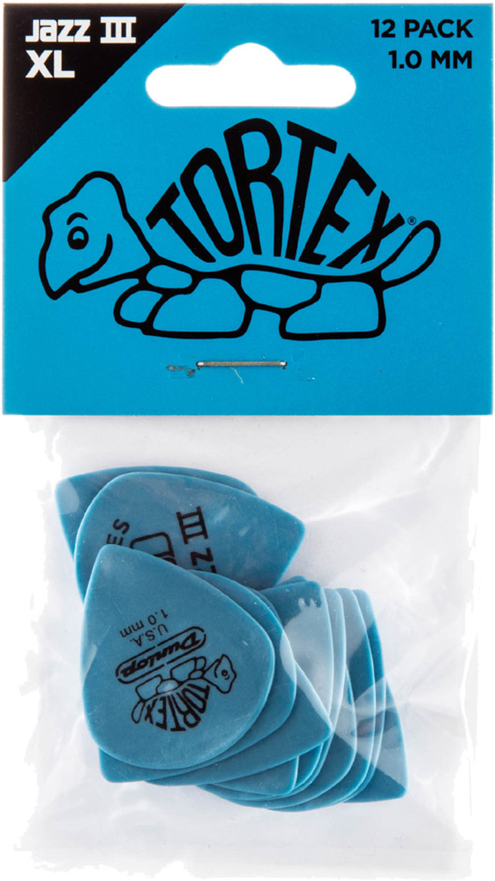 Dunlop Tortex Jazz III XL Guitar Picks 498 Blue 1.0mm 12 Pack