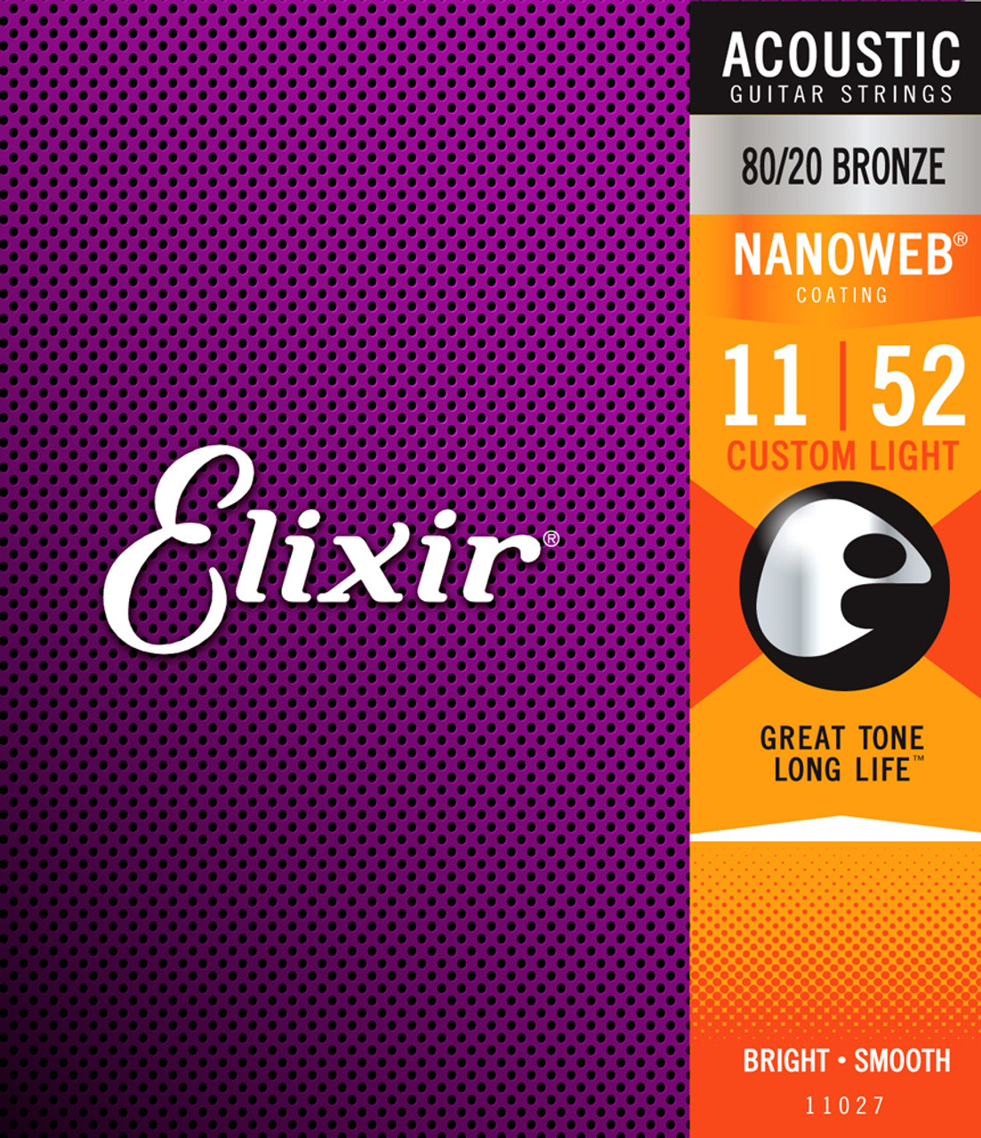 Elixir Nanoweb Acoustic Guitar Strings, Custom Light