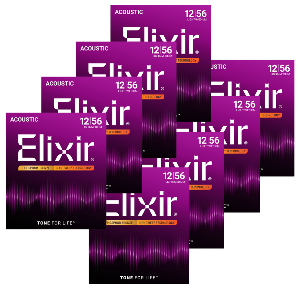 Elixir 8 Pack Anti-Rust Phosphor Bronze Nanoweb Coated Acoustic