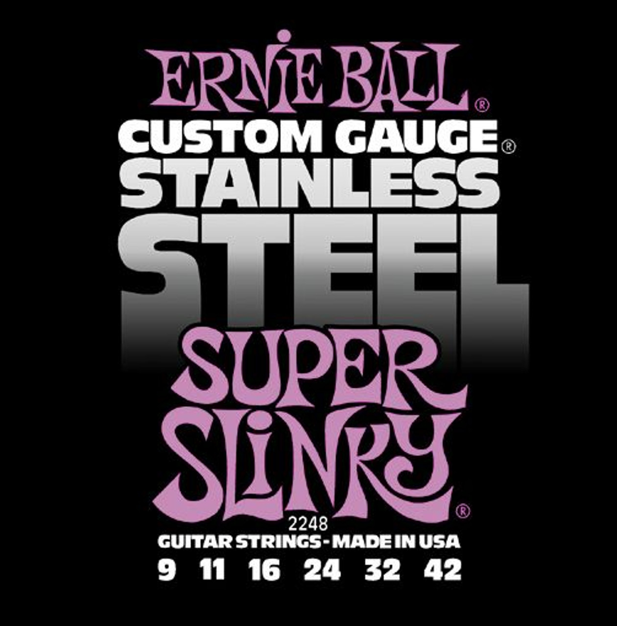 Ernie Ball Stainless Steel Electric Guitar Strings 2248 Super Slinky 09-42