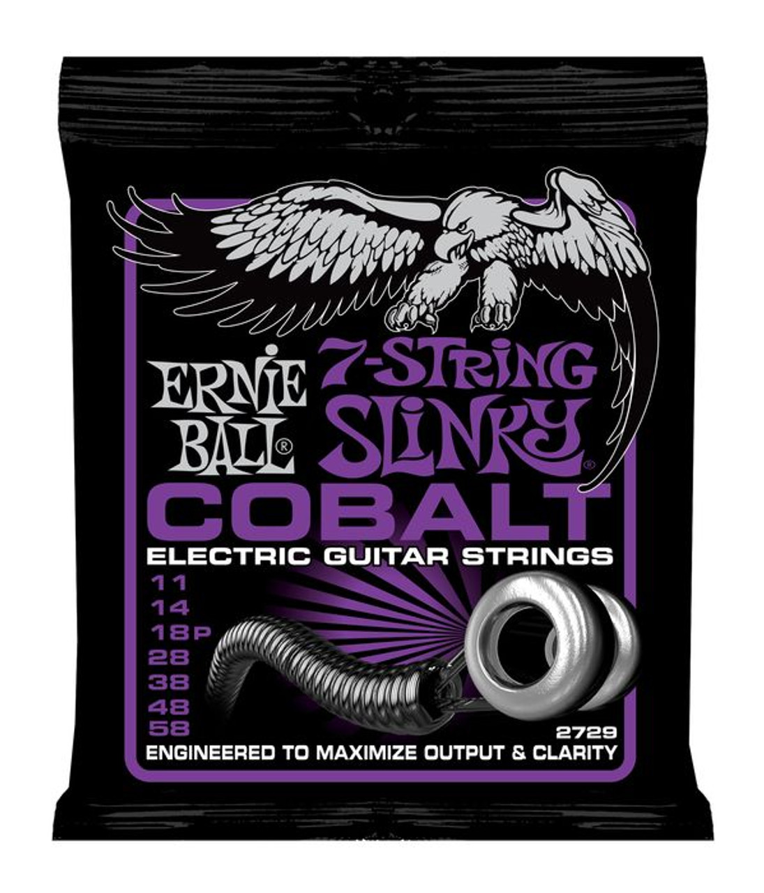 Ernie Ball Cobalt Slinky Electric Guitar Strings 2729 7-String 11-58