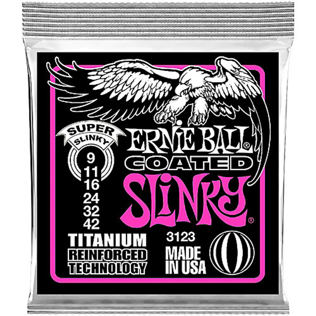 Ernie Ball Titanium RPS Reinforced Coated Electric Guitar Strings 3123  Super Slinky 09-42