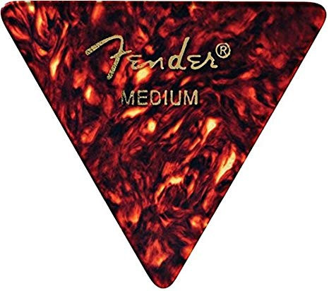 Fender 355 Triangle Celluloid Guitar Picks – Medium, Tortoise Shell, 12-Pack, USA