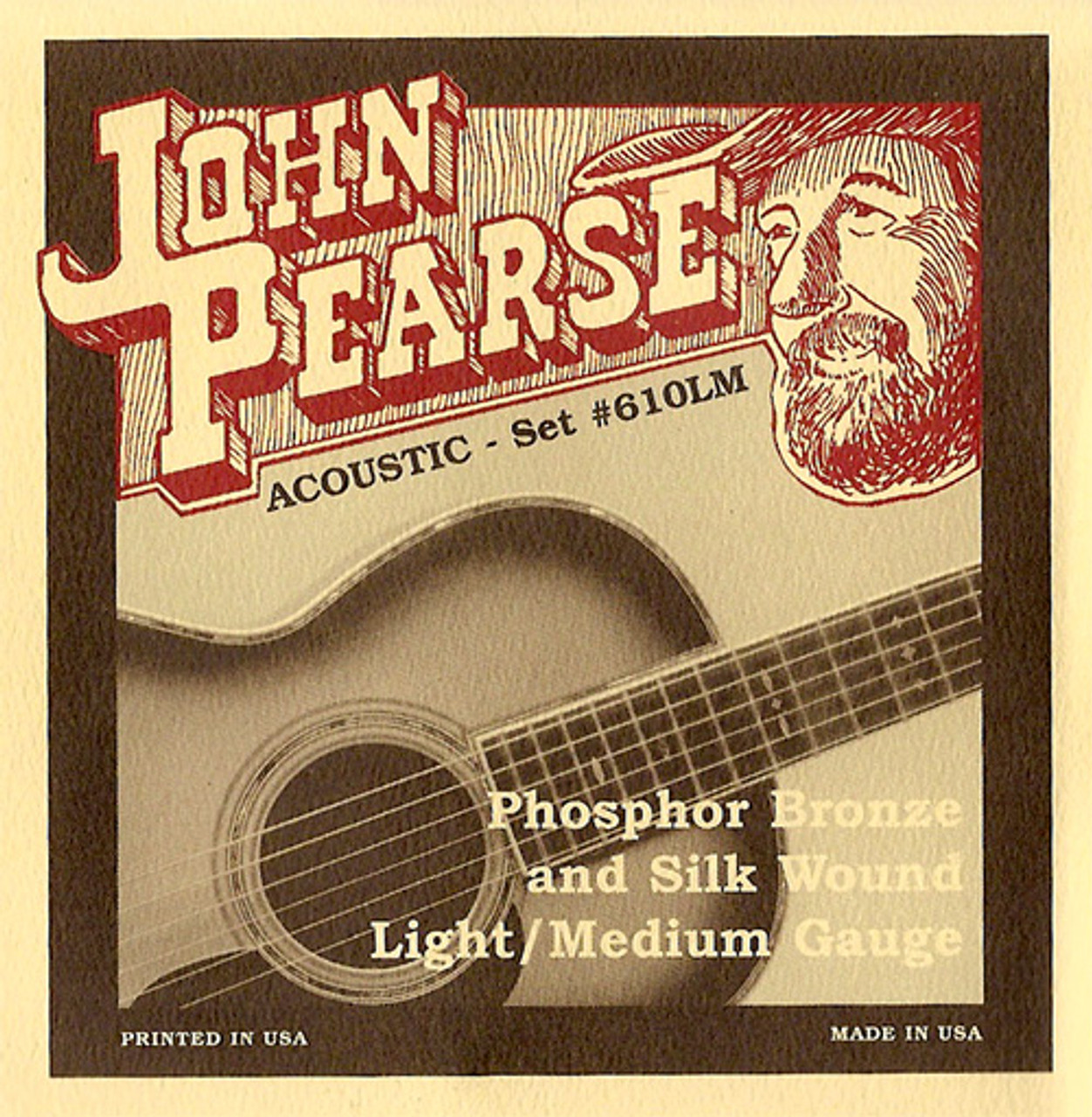 John Pearse Silk and Phosphor Bronze Acoustic Guitar Strings 610LM  Light/Medium 12-53