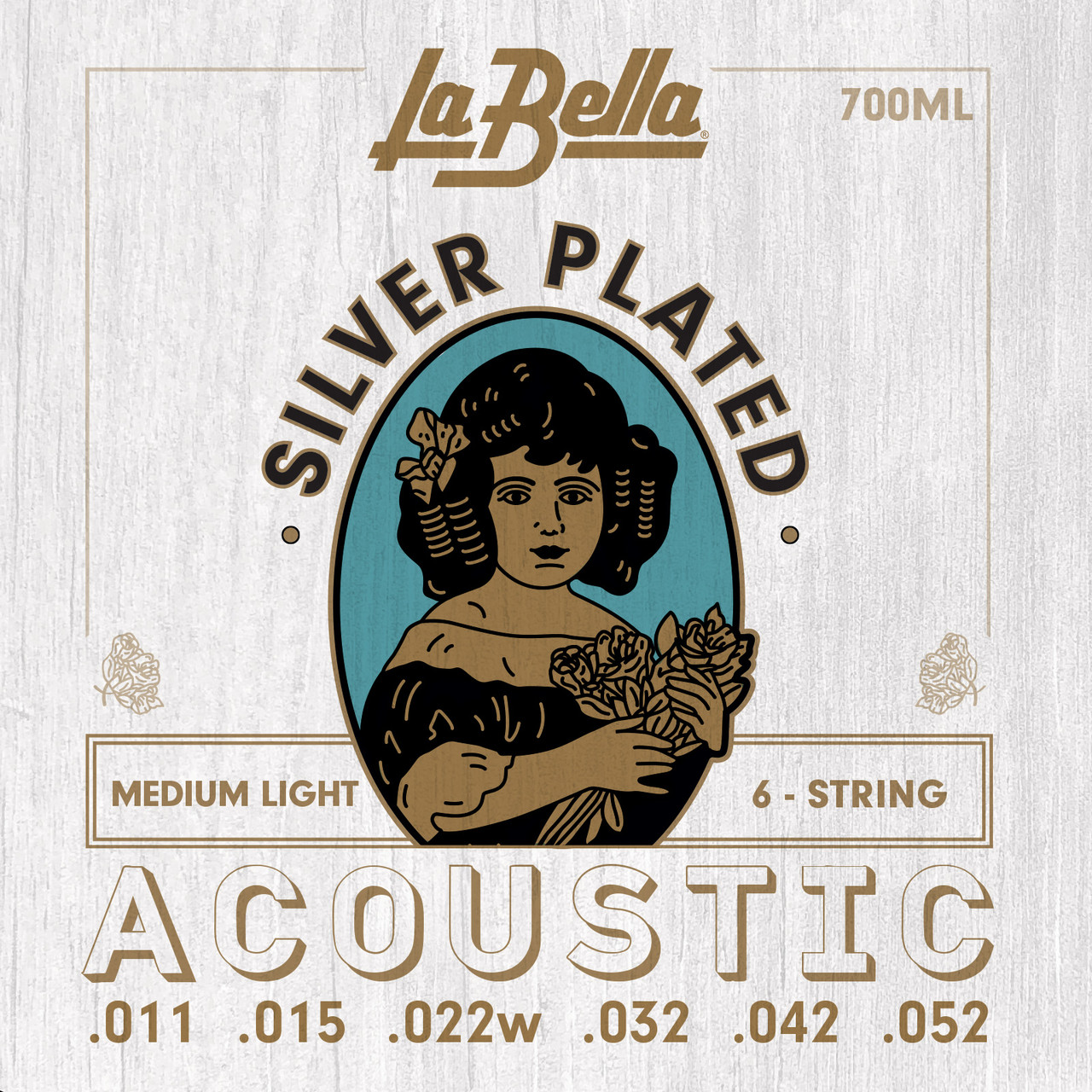 La Bella Silver-Plated Acoustic Guitar Strings 700ML Med Light 11-52