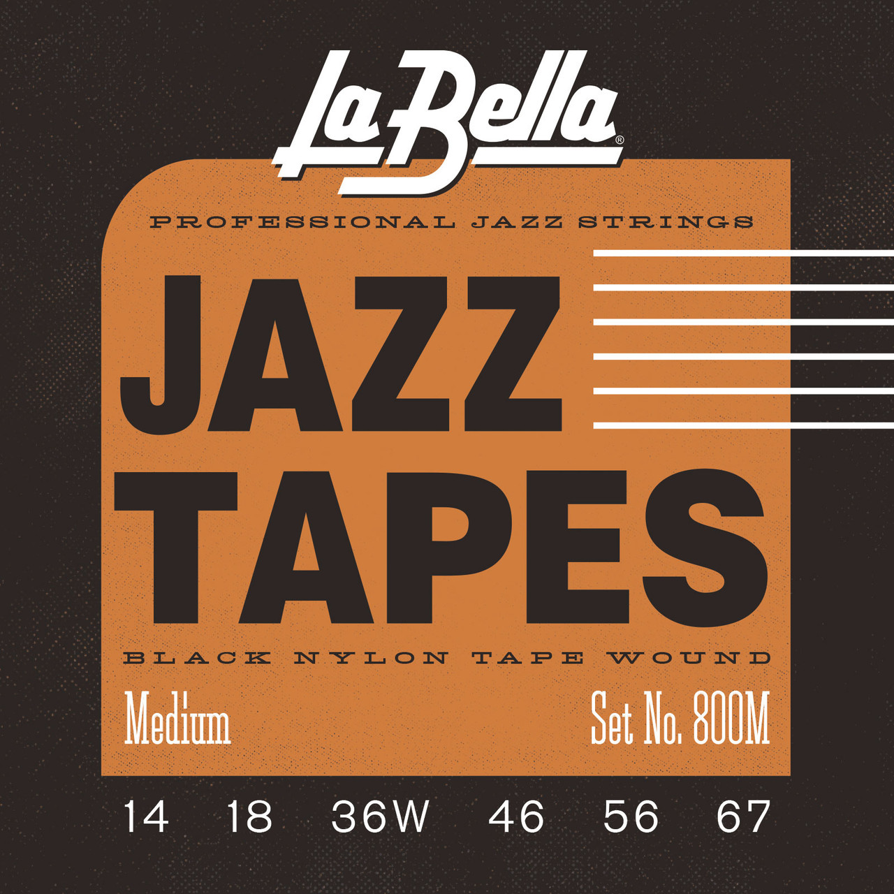 La Bella Black Nylon Tape Wound Electric Guitar Strings 800M Medium 1467