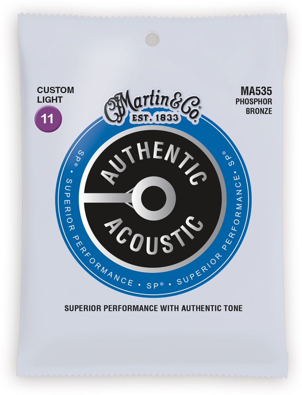 Martin MA535 SP Phosphor Bronze Authentic Acoustic Guitar Strings Custom  Light 11-52