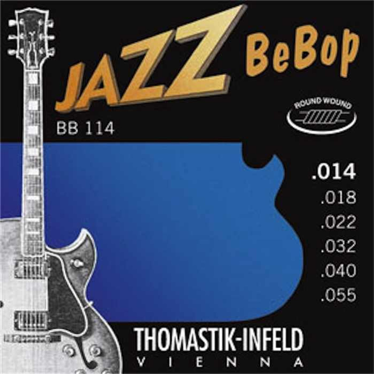 Thomastik-Infeld Jazz BeBop Pure Nickel Round Wound Acoustic/Electric Jazz  Guitar Strings BB114 Medium 14-55