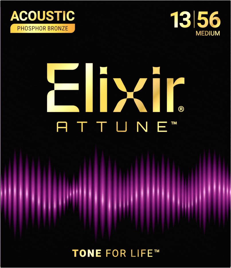 YUKARI ELIXIR Elixir 21102 Attune Phosphor Bronze Acoustic Guitar Strings Medium