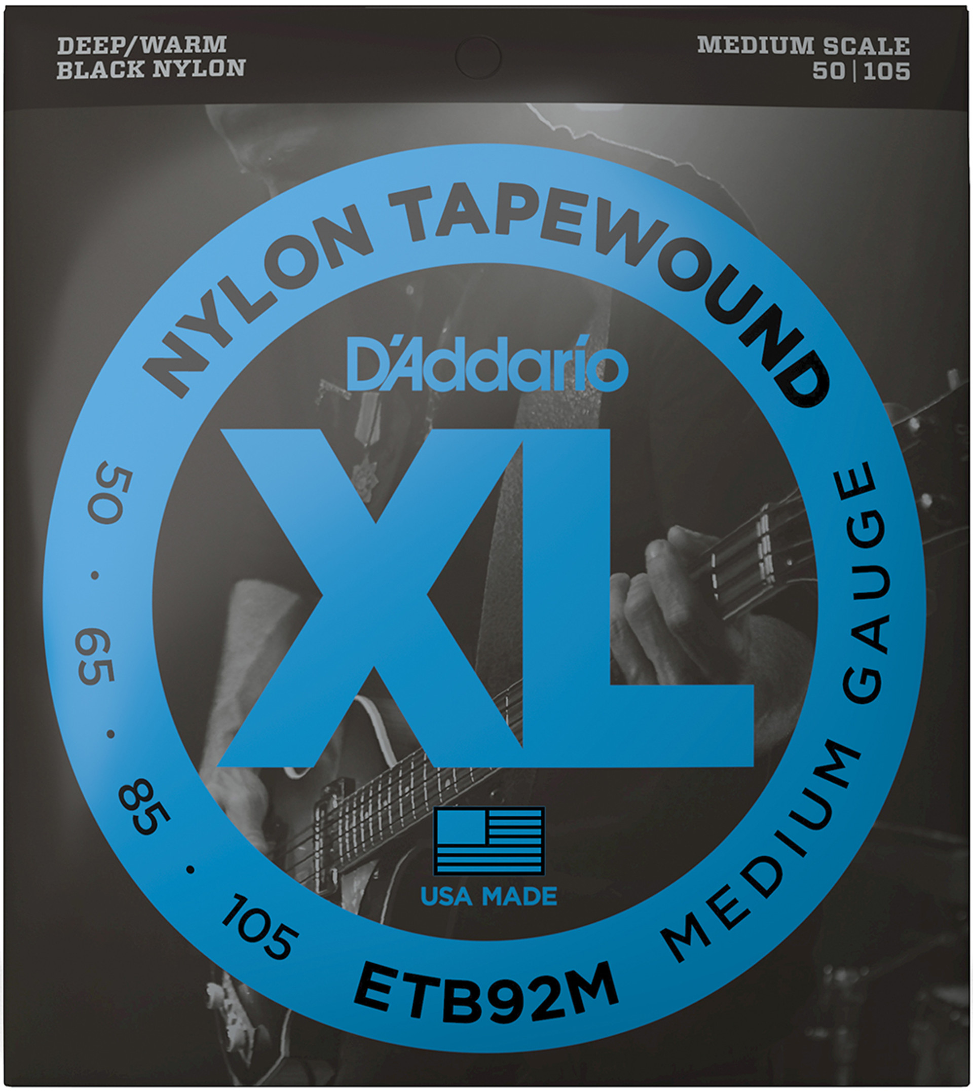 D'Addario XL Nylon Tapewound ETB92 Bass Guitar Strings Medium 50105