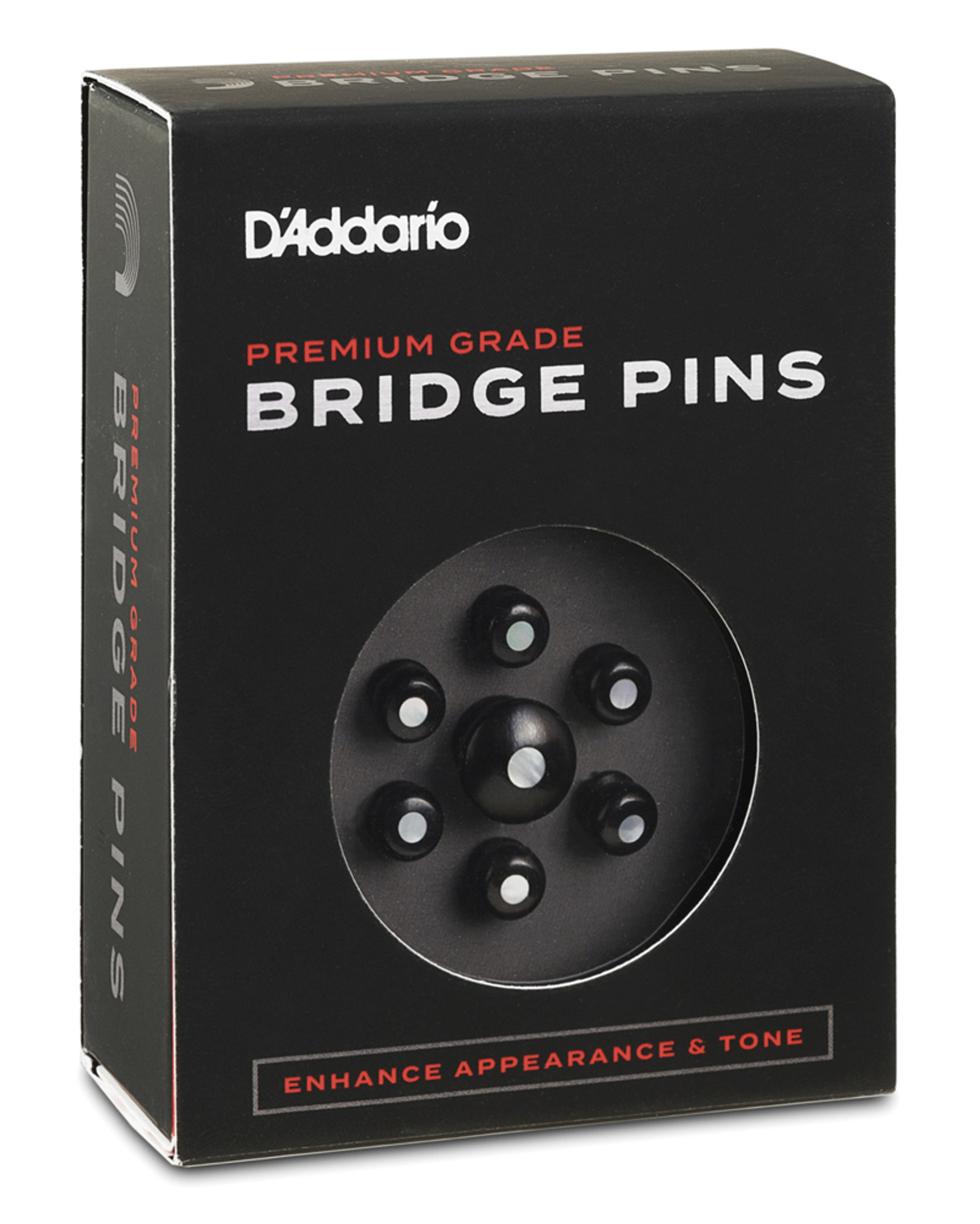 D'Addario Ebony Bridge & End Pin Set PWPS2 Abalone Inlay
