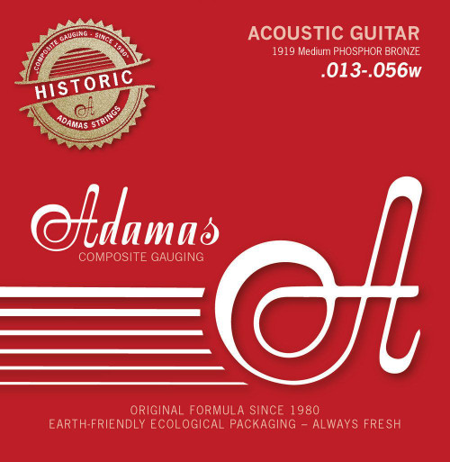 Adamas Composite Gauge Phosphor Bronze Acoustic Guitar Strings 1919 Medium 13-56