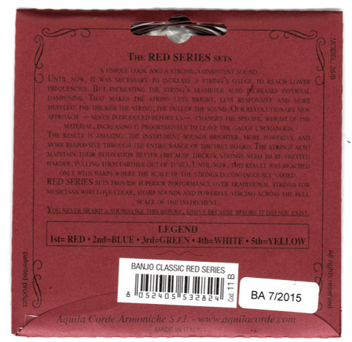 Aquila 11B Red Series 5 String Banjo Strings dbgDg Normal Tension