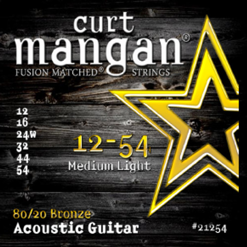 Curt Mangan Fusion Matched 80/20 Bronze Acoustic Guitar Strings 21254 Medium/Light 12-54