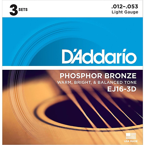 D'Addario 3 Pack EJ Phosphor Bronze Acoustic Guitar Strings