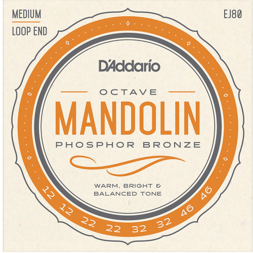 D'Addario EJ80 Phosphor Bronze Octave Mandolin Strings Loop End Medium 12-46