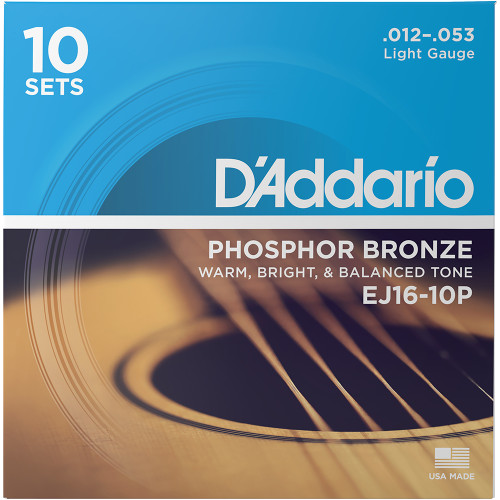 D'Addario EJ Phosphor Bronze Acoustic Guitar Strings EJ16 Light 12-53