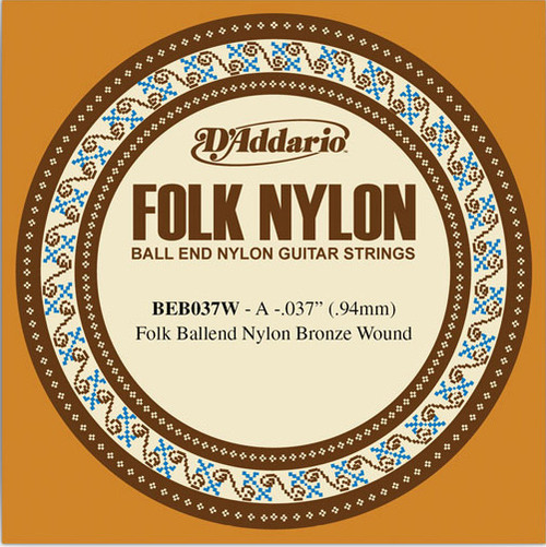 D'Addario EJ Ball End Nylon Folk Guitar Single Strings BEB037W 80/20 Wound