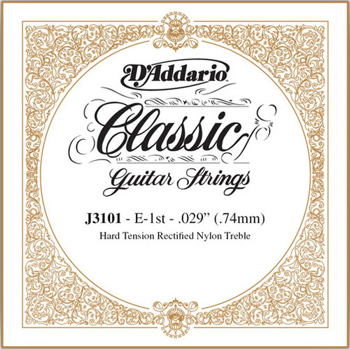 D'Addario Classical Guitar Single Strings - Classics Trebles J3101 Single Rectified Nylon 029/J31 1st Hard Tension