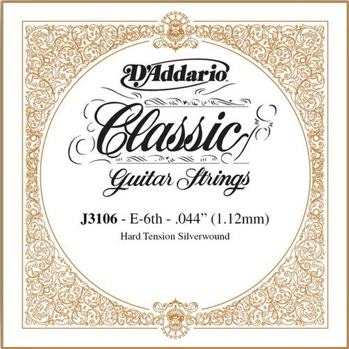 D'Addario Classical Guitar Single Strings - Classics Basses J3106 Single Silver Wound 044/J31 6th Hard Tension