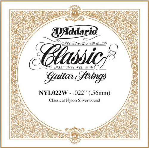D'Addario Classical Guitar Single Strings - Classics Basses NYL022W Single Silver Wound 022