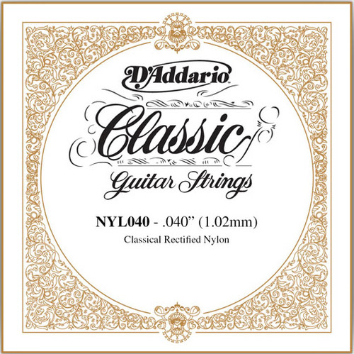 D'Addario Classical Guitar Single Strings - Classics Trebles NYL040 Single Rectified Nylon 040