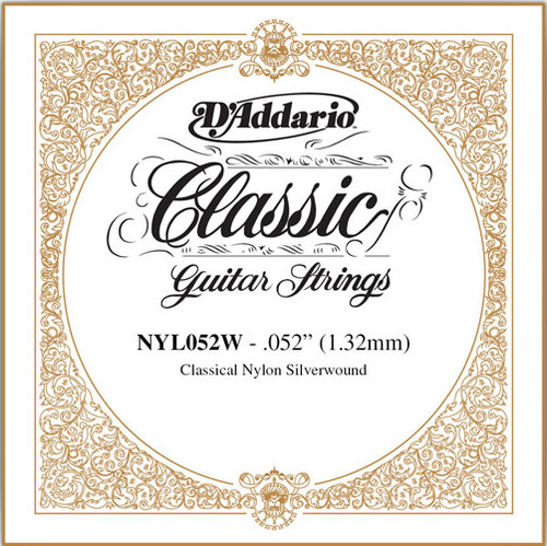 D'Addario Classical Guitar Single Strings - Classics Basses NYL052W Single Silver Wound 052