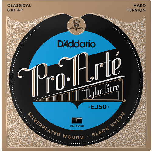 D'Addario EJ Pro Arte Nylon Classical Guitar Strings EJ50 Hard Black/Silver 28.5-44