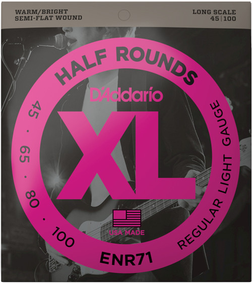 D'Addario XL Half Rounds Bass Guitar Strings ENR71 Reg Lt/Long 45-100