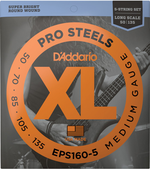 D'Addario XL Nickel Wound Electric 5-String Bass Guitar Strings