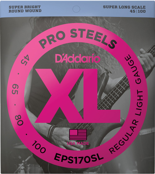 D'Addario XL ProSteels Electric Bass Guitar Strings EPS170SL Super Long Scale 45-100