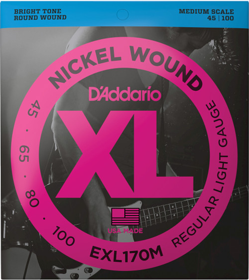 D'Addario XL Nickel Wound Electric Bass Strings EXL170M Medium Scale 45-100