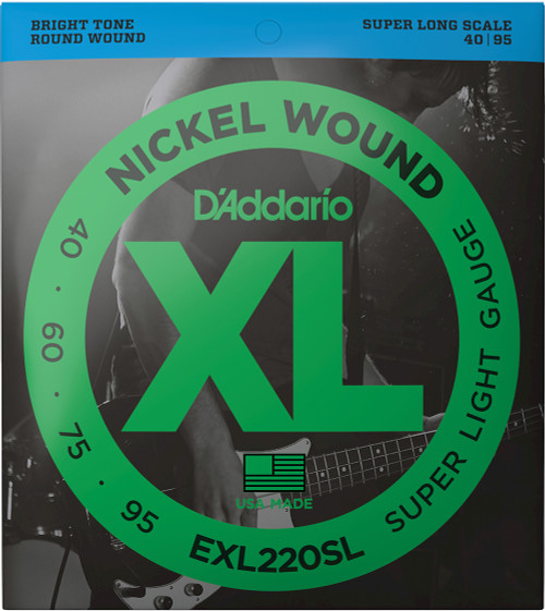 D'Addario XL Nickel Wound Electric Bass Strings EXL220SL Super Long Scale 40-95