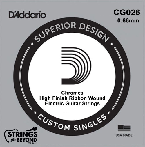 D'Addario Chromes Flat Wound Electric Single Strings CG026 26