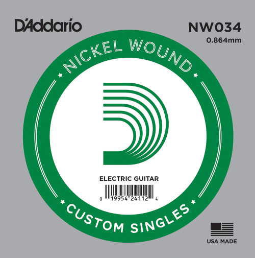 D'Addario Nickel Wound Electric Single Strings NW034