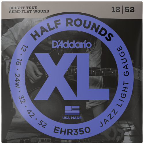 D'Addario Half Round Electric Guitar Strings EHR350 Jazz Light 12-52