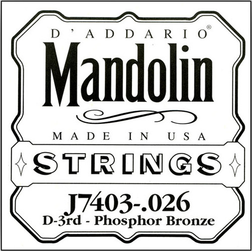 D'Addario Mandolin and Banjo Single Strings J7403 Single Mandolin Phosphor Bronze Wound 026/J74 3rd