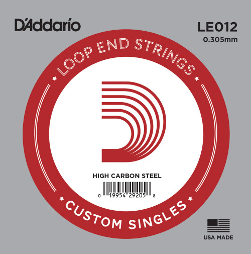 D'Addario Mandolin and Banjo Single Strings LE012 Single Plain Steel 012 Loop End