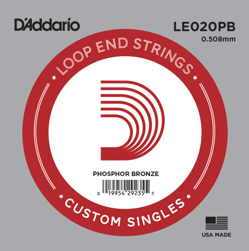 D'Addario Mandolin and Banjo Single Strings LE020PB Single Phos Bronze Wound 020 Loop End