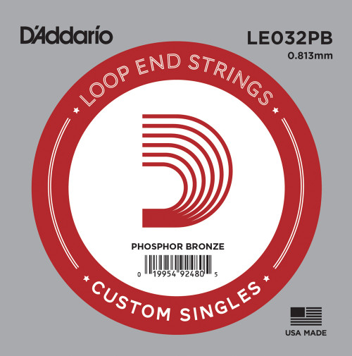 D'Addario Mandolin and Banjo Single Strings LE032PB Single Phos Bronze Wound 032 Loop End