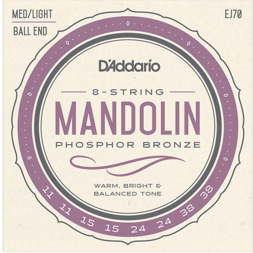 D'Addario EJ70 Phosphor Bronze Mandolin Strings Ball End Light 11-38