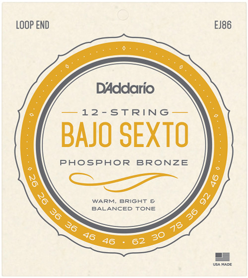 D'Addario EJ86 Phosphor Bronze Bajo Sexto Strings