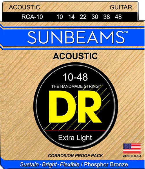 DR Sunbeams Phosphor Bronze Acoustic Guitar Strings RCA-10 Extra Light 10-48