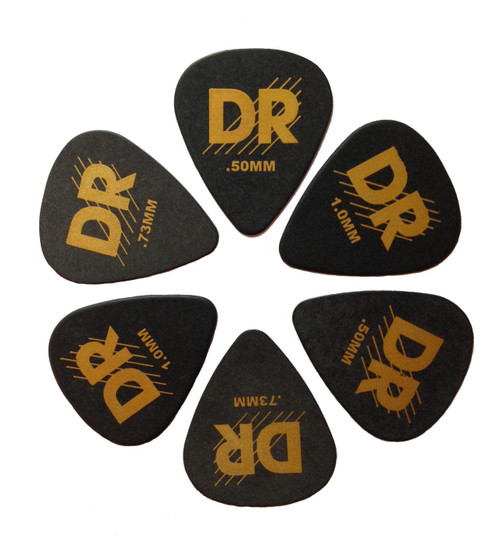 DR Black Delrin Guitar Picks PBK-T Thin .50mm 72 Refill Bag