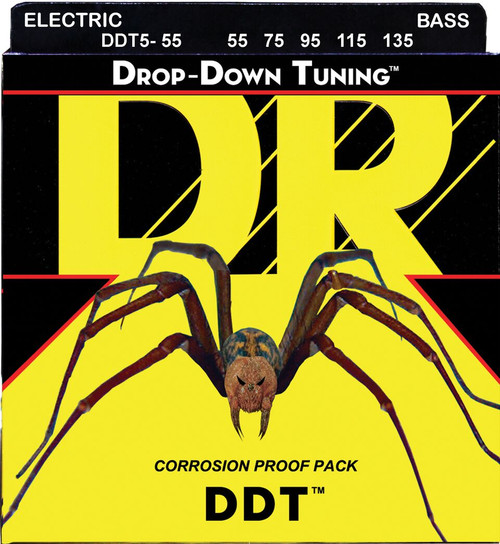 DR Drop Down Tuning DDT 5-String Electric Bass Strings DDT5-45 Med