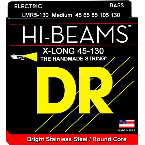 DR Hi-Beam Stainless Steel Bass Guitar Strings LMR5-130 Med 5 String x-Long 45-130