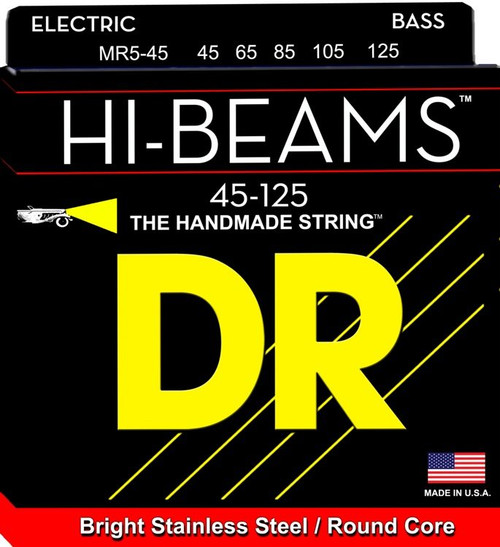 DR Legend Hi-Beam Flats Flatwound Bass Strings FL5-45 Med 5s 45-125